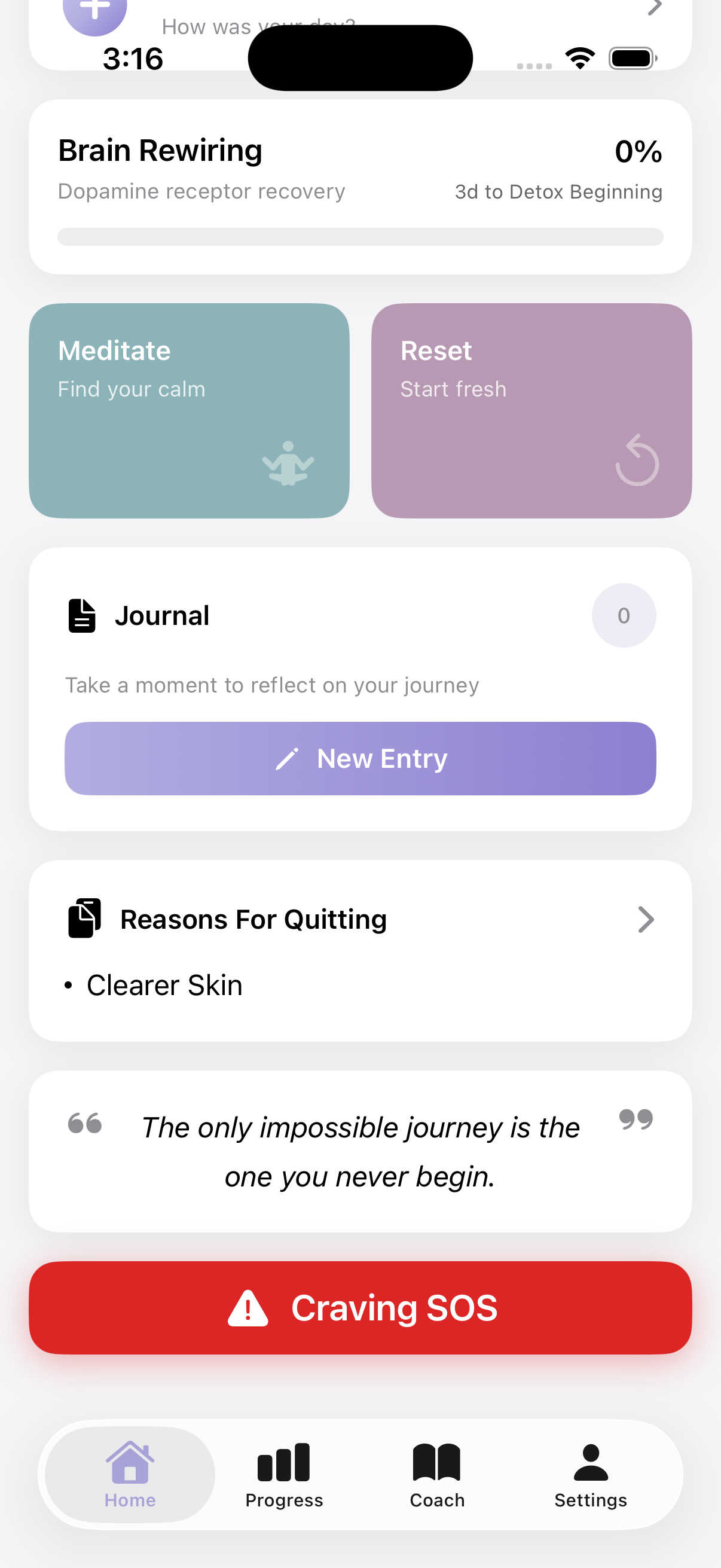 Zerra Journal screen